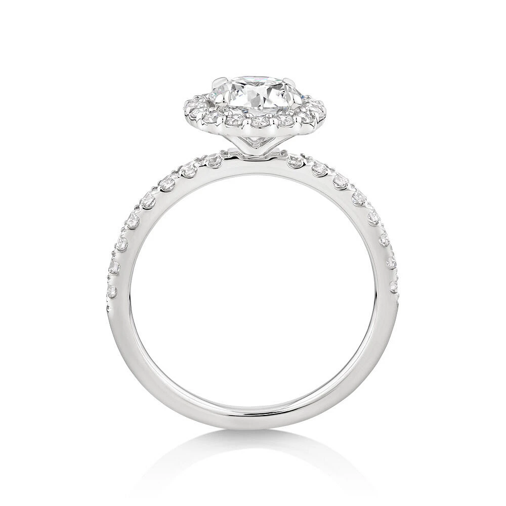 Bague Halo avec 1,79 Carat TW de Diamants de Laboratoire en Or Blanc 14kt