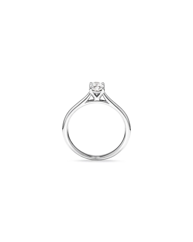 Bague de fiançailles solitaire ovale de 0,50 carat TW en or blanc 14 carats