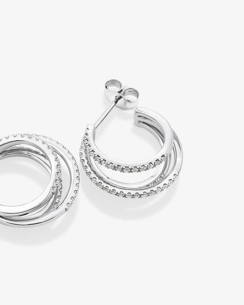 Illusion Hoop Earrings with 0.50 Carat TW of Diamonds in Sterling Silver