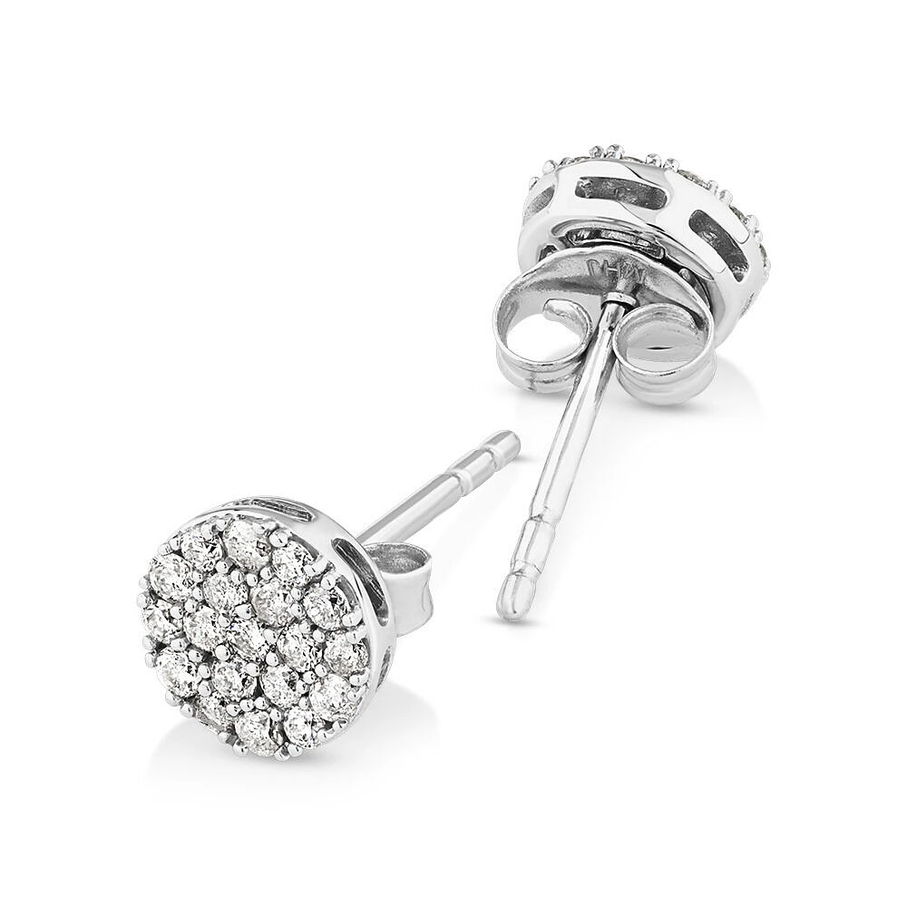 0.33 Carat TW Round Diamond Cluster Stud Earrings in 10kt White Gold