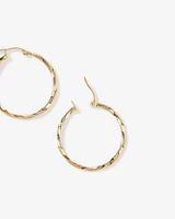 28mm Square Twist Hoop Earrings in 10kt Yellow Gold