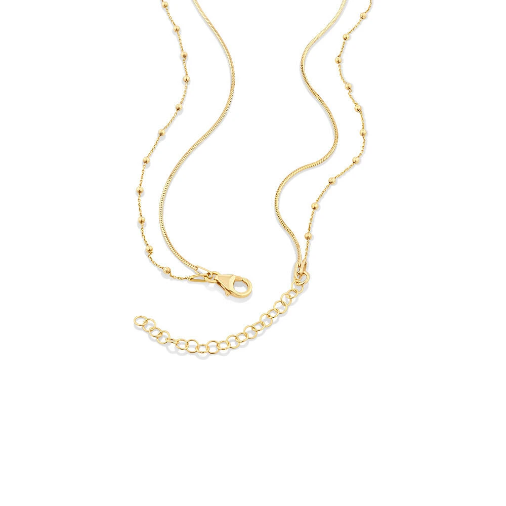 45cm Snake and Bead Multi-Layer Chain in 10kt Yellow Gold