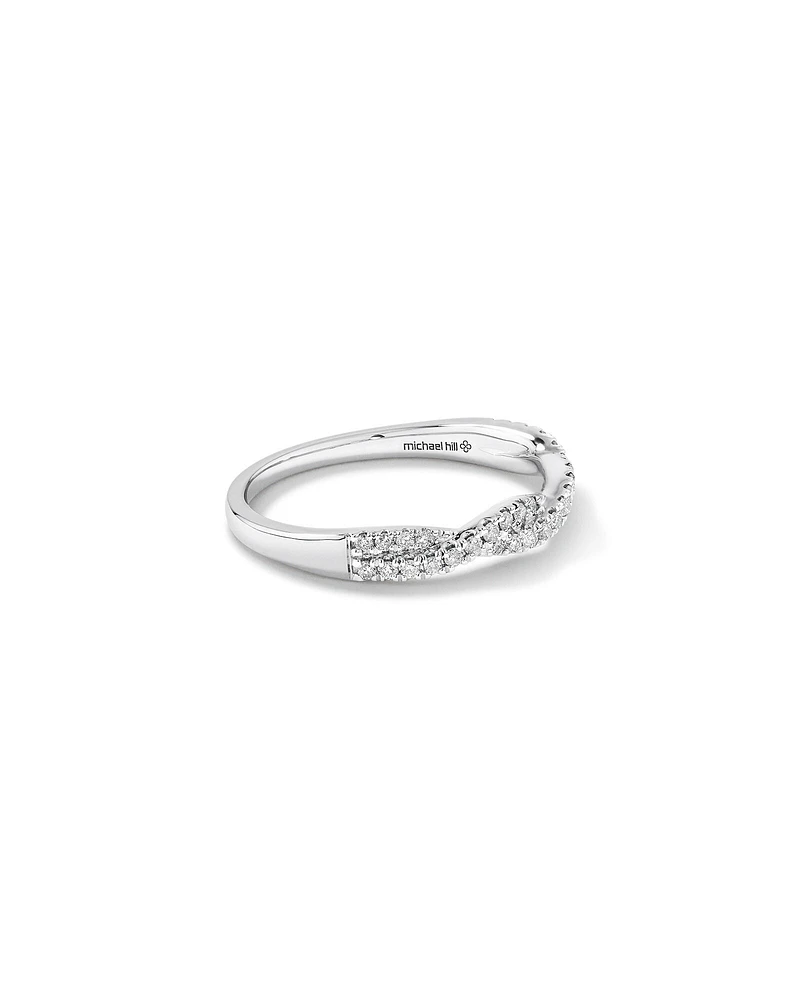 0.25 Carat TW Twist Diamond Wedding Ring in 14kt White Gold