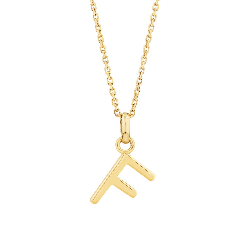 "H" Initial Pendant with Chain in 10kt Yellow Gold