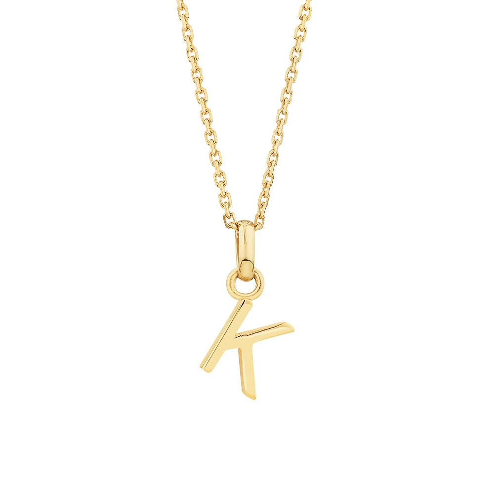 "H" Initial Pendant with Chain in 10kt Yellow Gold