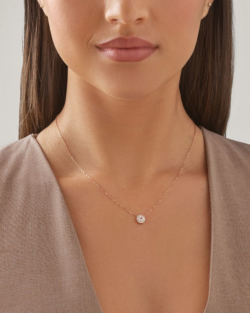 Pendant with Morganite & Carat TW of Diamonds in 10kt Rose Gold