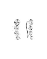 Boucles d'oreilles grimpantes en forme de disques gradués Sunray en argent sterling