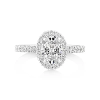 1.78 Carat TW Laboratory-Grown Diamond Oval Halo Ring in 14kt White Gold