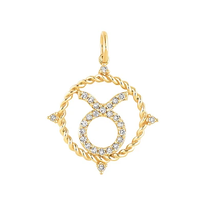 Taurus Zodiac Pendant with 0.20 Carat TW of Diamonds in 10kt Yellow Gold