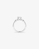 1.73 Carat TW Oval Cut Laboratory-Grown Diamond Marquise Cut Side Stone Engagement Ring in 14kt White Gold