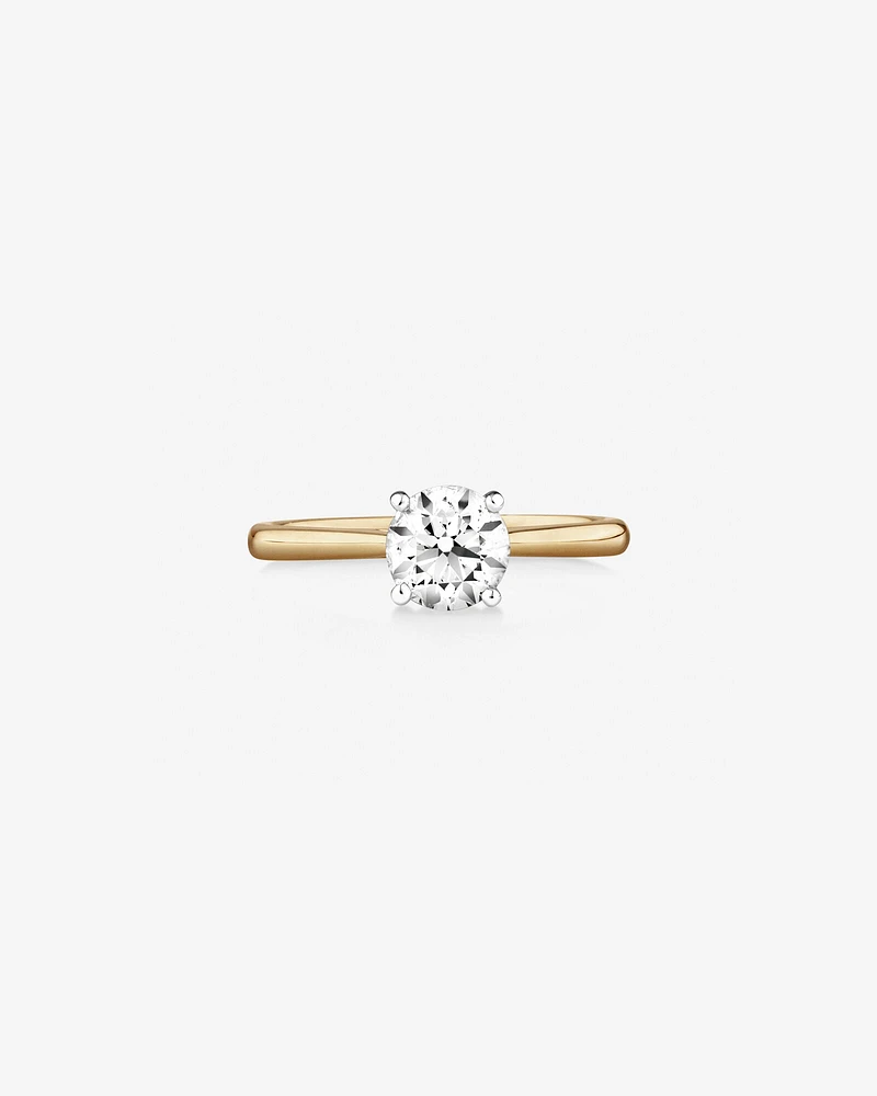 Evermore Certified Solitaire Engagement Ring with 1 Carat TW Diamond in 14kt Yellow/White Gold