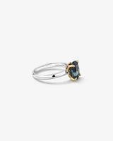 Ring with London Blue Topaz in Sterling Silver and 10kt Yellow Gold