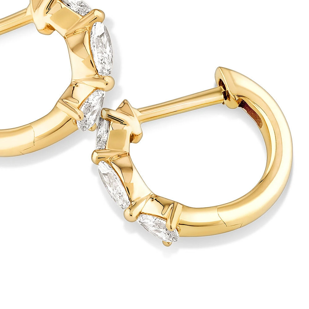 0.36 Carat TW Fancy Cut Laboratory-Grown Diamond Huggie Earrings in 10kt Yellow Gold