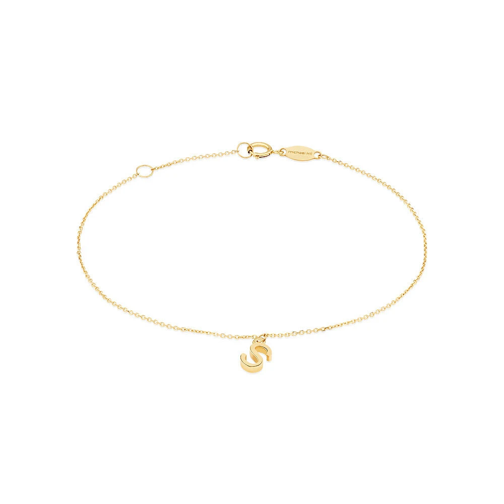 19cm (7.5") C Initial Bracelet in 10kt Yellow Gold
