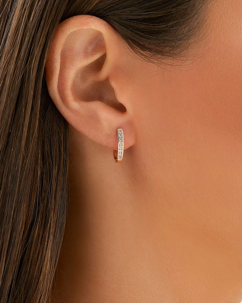 Huggie Earrings with 0.25 Carat TW of Diamonds in 10kt Rose Gold