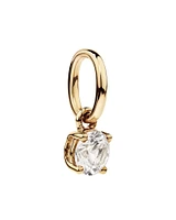 Round Created White Sapphire Birthstone Pendant in 10kt Yellow Gold