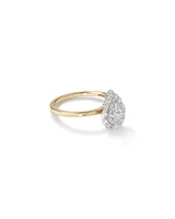 0.67 Carat TW Pear Cut Diamond Marquise and Round Brilliant Halo Engagement Ring in 14kt Yellow and White Gold