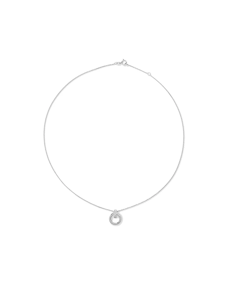 Circle Pendant and Chain with Cubic Zirconia in Sterling Silver