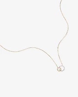 Two-Tone Double Circle Link Hammered Finish Necklace in 10kt White & Yellow Gold