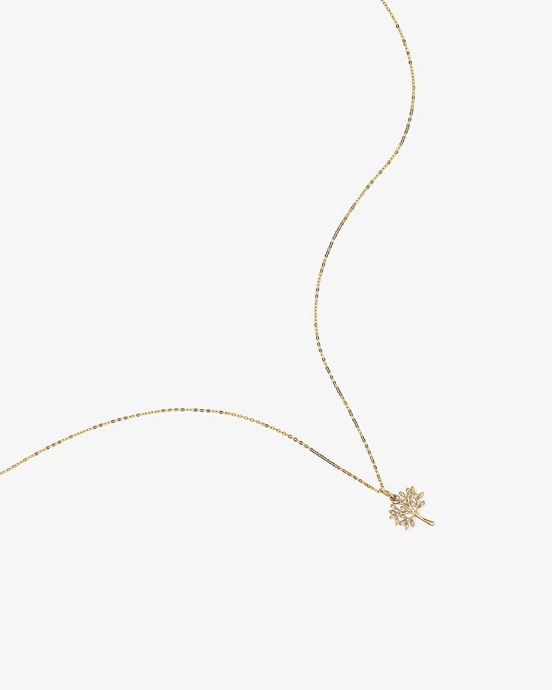 Cubic Zirconia Tree of Life Pendant Necklace in 10kt Yellow Gold