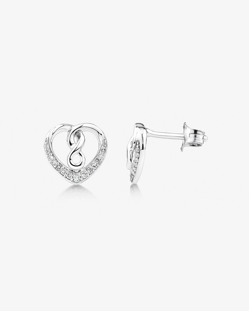 Heart infinitas Earring with 0.12 Carat TW of Diamonds in Sterling Silver