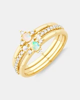 3 Ring Set with Opal & 0.18 Carat TW of Diamonds in 10kt Yellow Gold