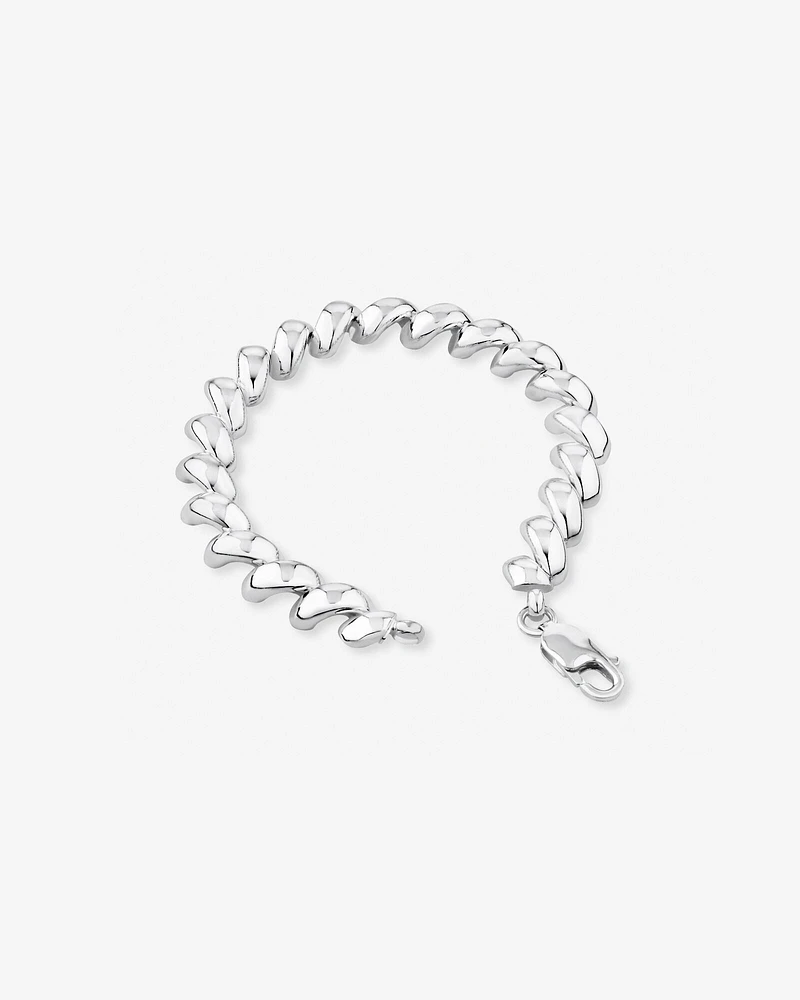 9.5mm Wide Hollow San Marco Chain Bracelet in Sterling Silver