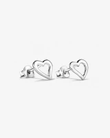 Open Heart Stud Earrings in Sterling Silver