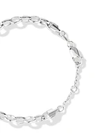 Bracelet en argent sterling avec médaillon cœur et chaîne ovale Belcher