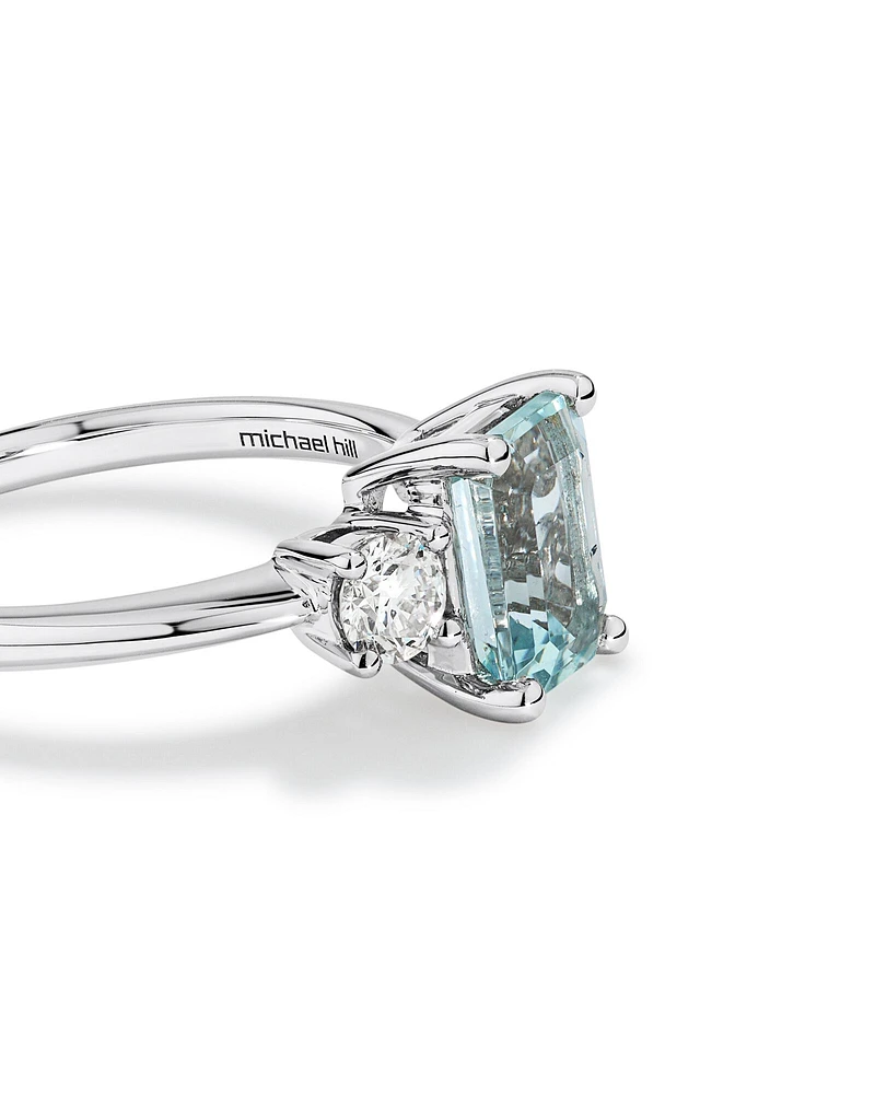 Ring with Aquamarine & 0.40 Carat TW of Diamonds in 10kt White Gold