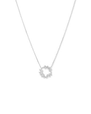 Cubic Zirconia Vine Circle Pendant Necklace in Sterling Silver