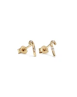 Cubic Zirconia Candy Cane Stud Earrings in 10kt Yellow Gold