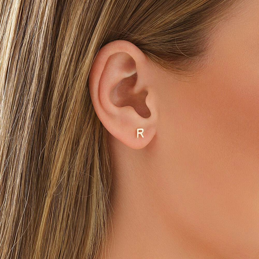 G Initial Single Stud Earring in 10kt Yellow Gold