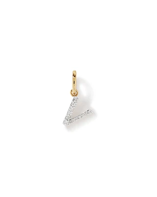 Diamond Letter V Initial Pendant in 10kt Yellow Gold