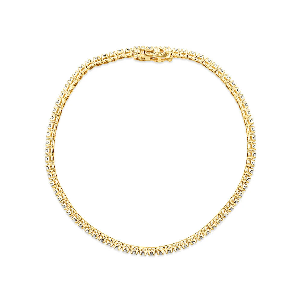 0.90 Carat TW Laboratory-Grown Diamond Tennis Bracelet in 10kt Yellow Gold