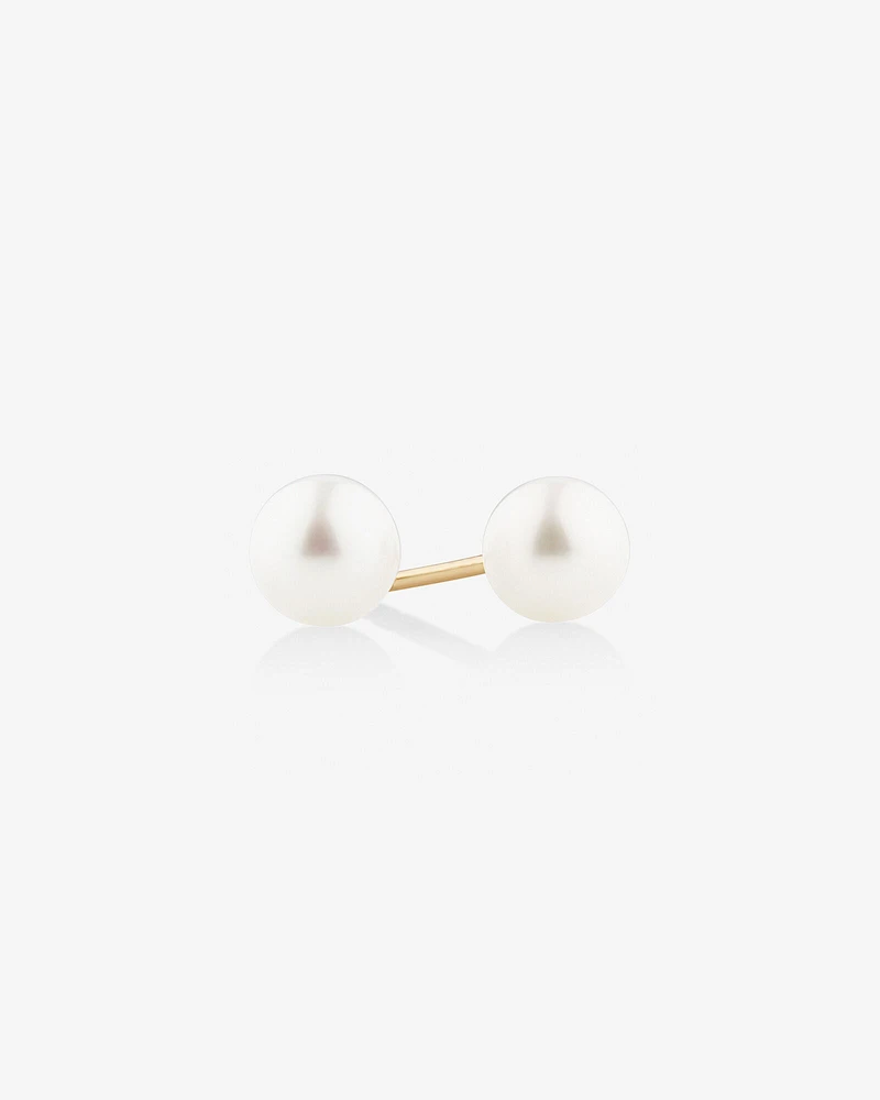 Stud Earrings with 5mm Round Cultured Freshwater Pearl in 10kt Yellow Gold