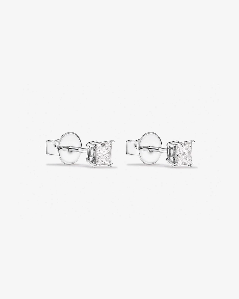 0,50 Carats TW Boucles d'oreilles solitaires diamant taille princesse en or blanc 18kt