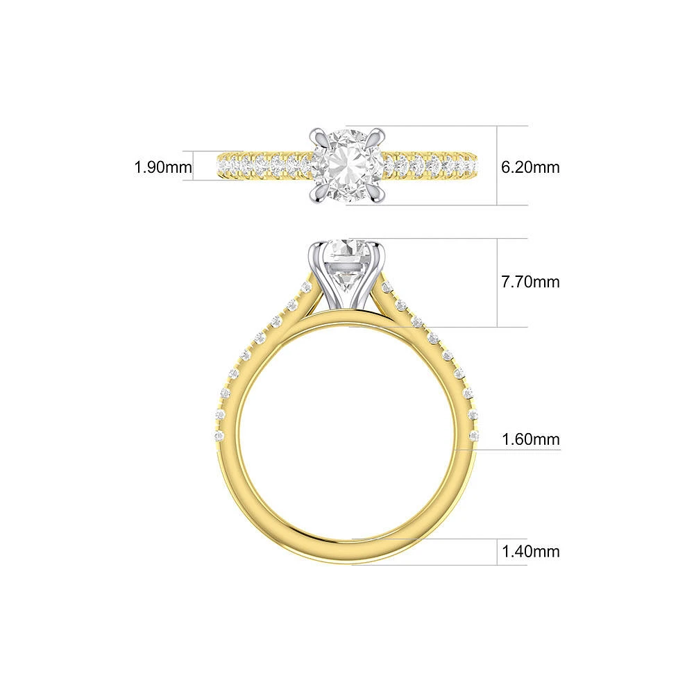 Bague de fiançailles en or blanc 14 K avec diamants totalisant 1,25 ct