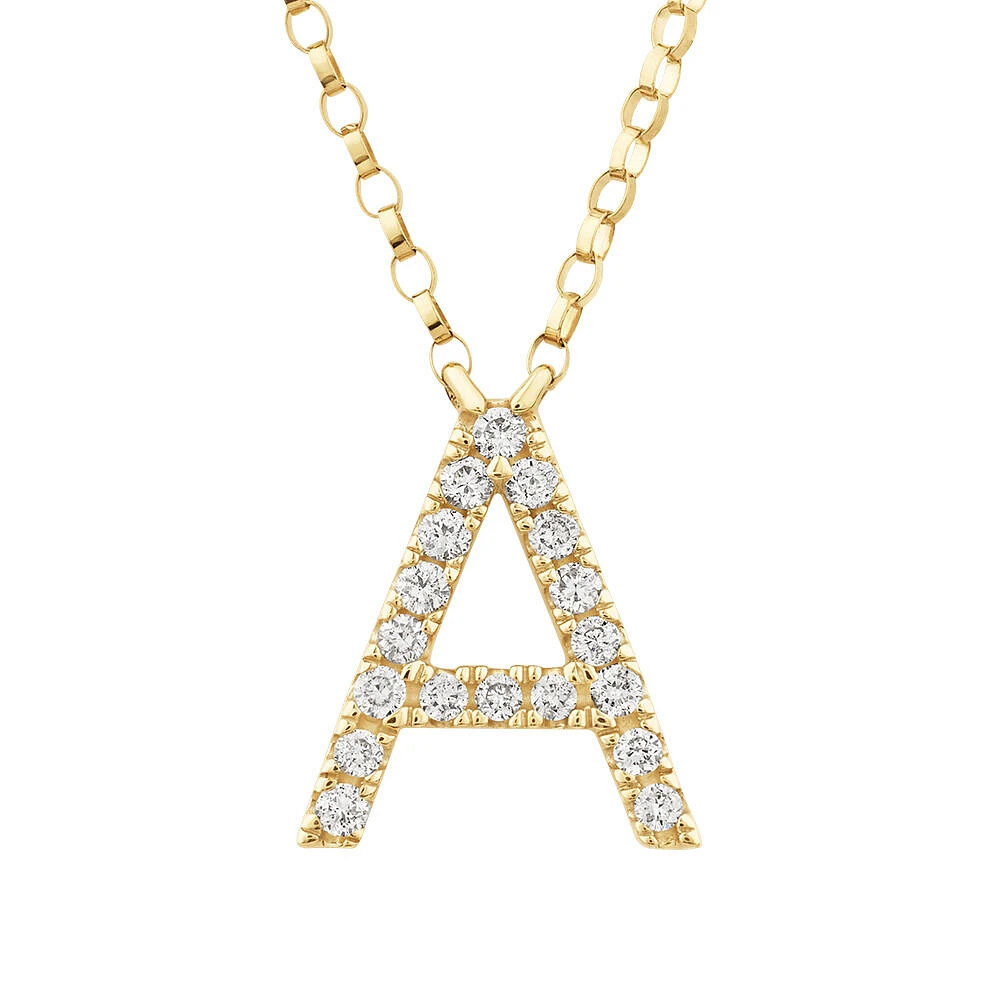 "K" Initial Necklace with 0.10 Carat TW of Diamonds in 10kt Yellow Gold