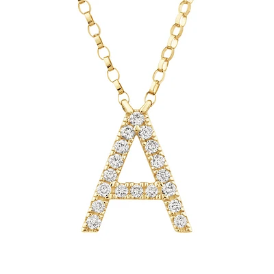 "A" Initial Necklace with 0.10 Carat TW of Diamonds in 10kt Yellow Gold