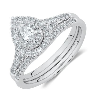 Evermore Bridal Set with 0.60 Carat TW of Diamonds 10kt White Gold