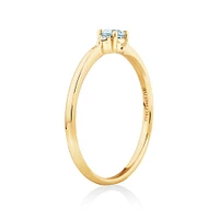 3 Stone Ring with Aquamarine & Diamonds in 10kt Yellow Gold