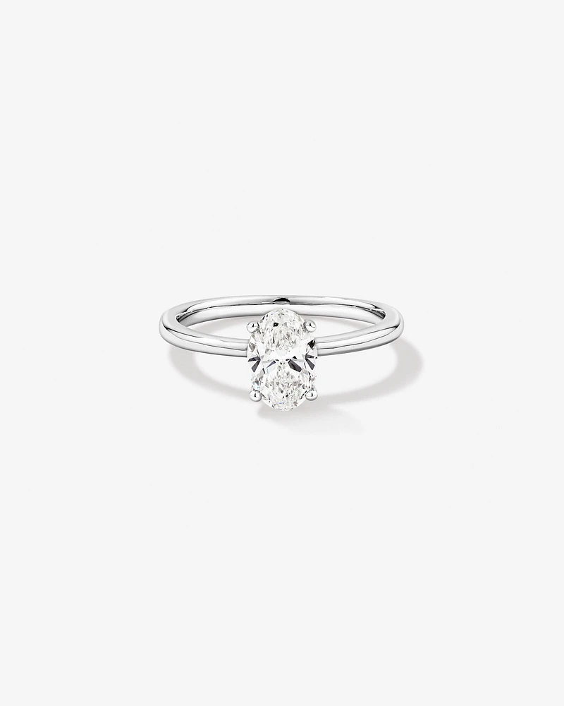 Bague solitaire en diamant canadien ovale 1,00 carat poids total en or blanc 18 kt