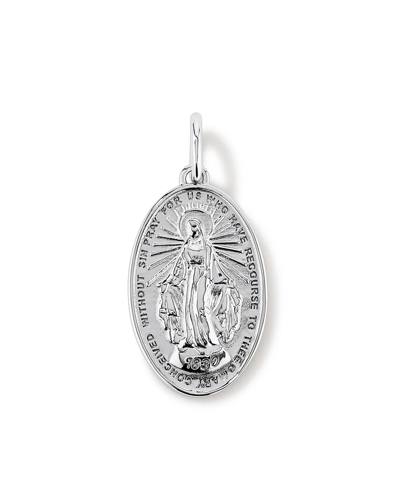 Oval St Madonna Pendant in Sterling Silver