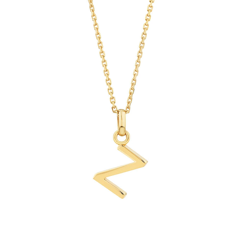 "H" Initial Pendant with Chain in 10kt Yellow Gold