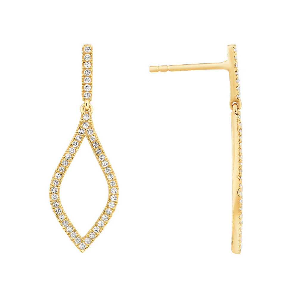 Drop Earrings with .25 Carat TW Diamonds in 10kt Yellow Gold