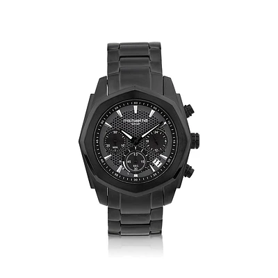 Men's Solar Chronograph Watch with  in Black Tone Stainless Steel