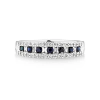 Ring with Sapphire & 0.29 Carat TW of Diamonds In 10kt White Gold