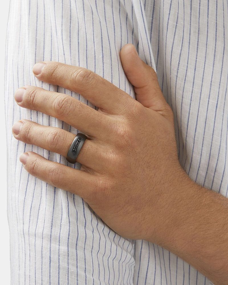 8mm Black Titanium Ring with Enhanced Black Diamonds