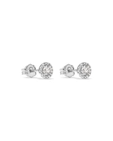 0.44 Carat TW Round Diamond Halo Stud Earrings in 10kt White Gold